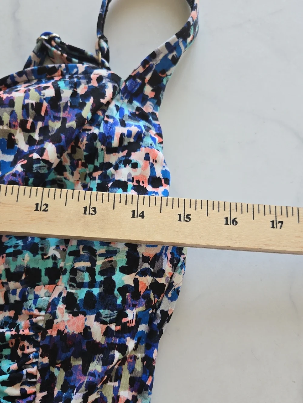 Swim Solutions Women's Shirred Front Tummy Control One-Piece Swimsuit Sz 16 NWT - Picture 7 of 10